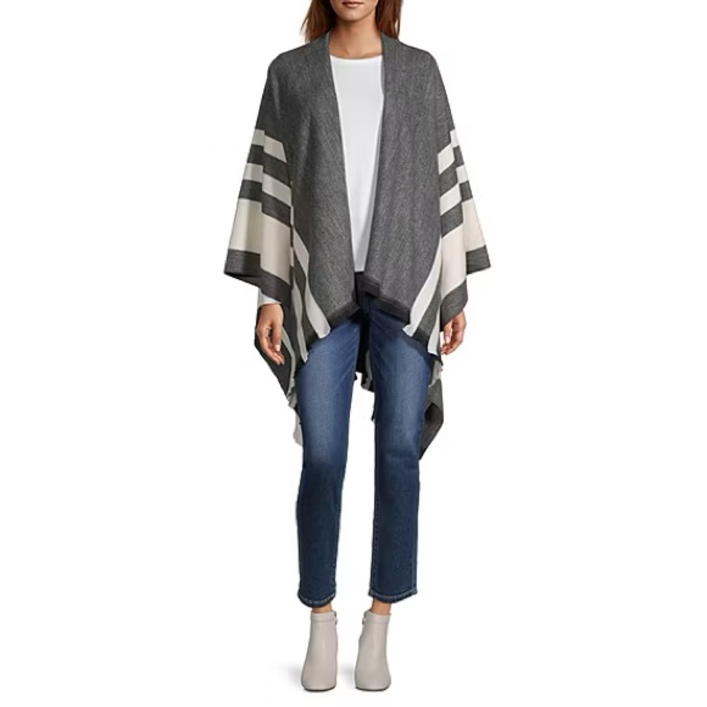 NWT Liz Claiborne Black Stripe Wrap